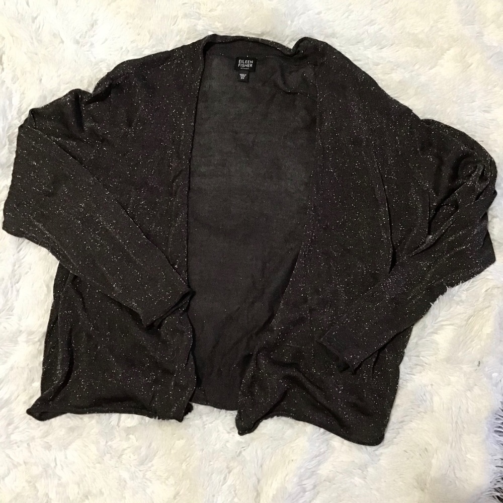 Eileen fisher sparkly black cardigan size …